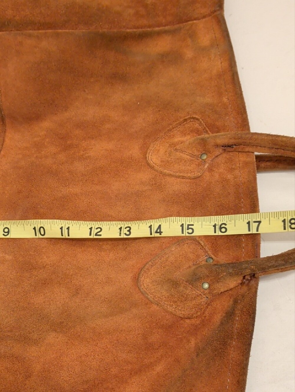 Vintage L.L. Bean Large Rust Brown Suede Leather Duffel Tote - Picture 12 of 14